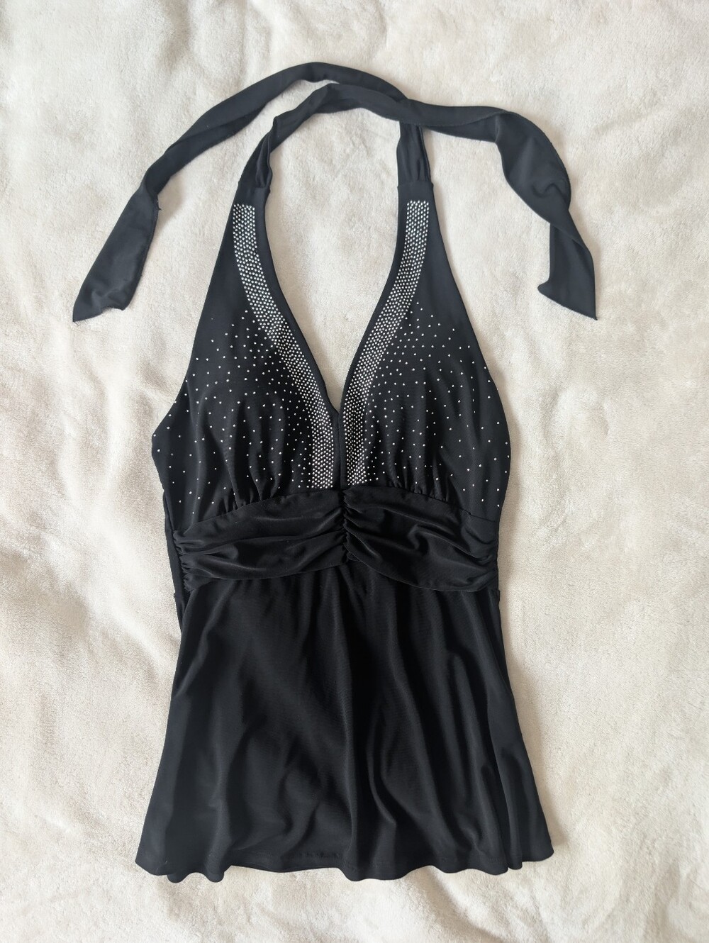 Y2K Halter Tank with Silver Stud Accents